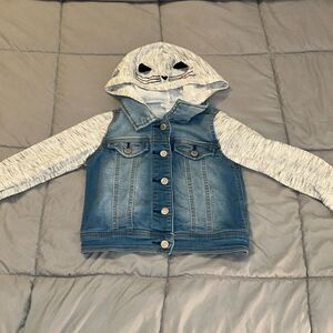 Cat & Jack Blue Jean Jacket with Gray Hood